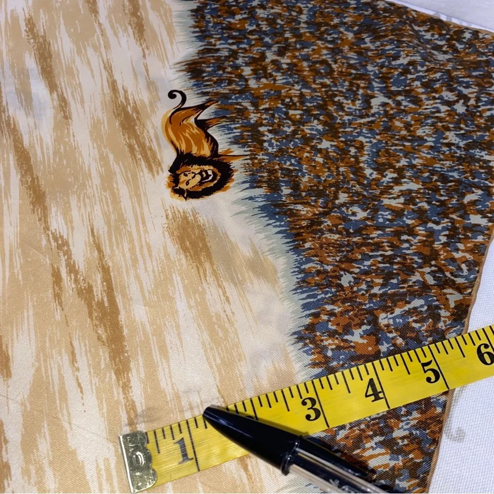 Vntg Lion‎ Silk Scarf 1960s Made In Japan BAAR & BEARDS